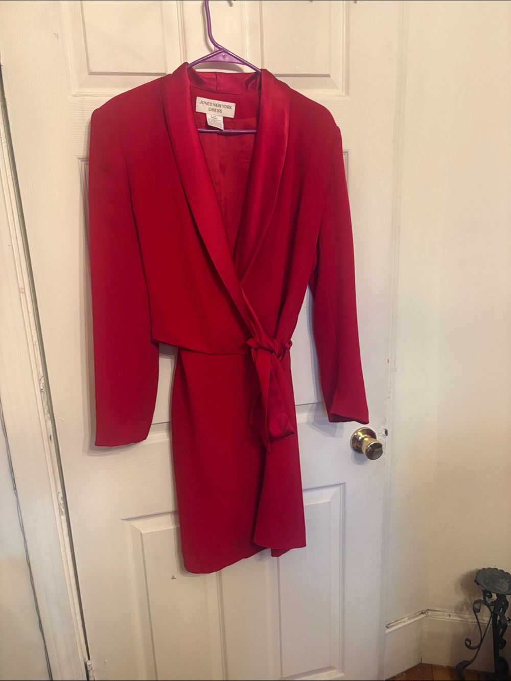 Jones New York Crimson Wrap Dress with Tie Waist